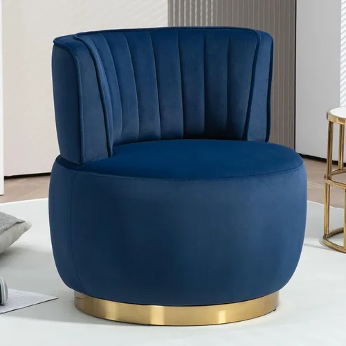 Miniatura 13 de Luxyhome - Silla giratoria de barril 360, de terciopelo, moderna silla decorativa tapizada de mediados de siglo, silla auxiliar redonda de sherpa