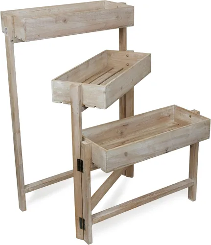 Miniatura 14 de Alpine Corporation MBB168 Estante de almacenamiento triangular de madera moderno de 3 niveles, 50 pulgadas de alto, acabado natural