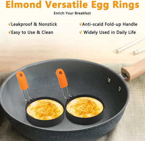 Miniatura 6 de 4 anillos de huevo para freír huevos de acero inoxidable para panqueques para parrilla, anillos antiadherentes para huevos fritos para magdalenas
