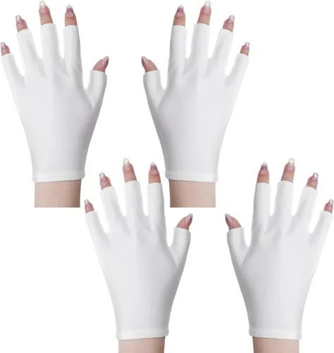 2 pares de guantes UV para lámpara de uñas de gel, guantes de protección UV para mujeres, guantes profesionales de protección UV sin dedos, guantes