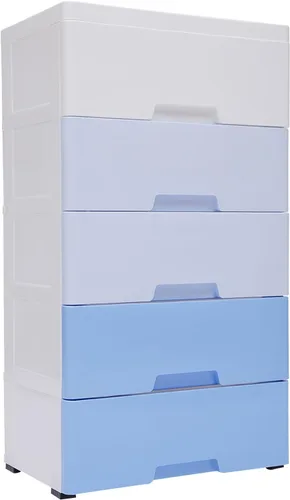 Miniatura 9 de Cajones de almacenamiento de plástico de 5 niveles, organizador de armario, apilable, vertical, independiente, con ruedas, para dormitorio, sala