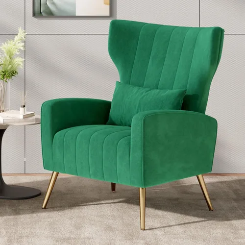 Miniatura 8 de Nalupatio Juego de 2 sillas decorativas modernas para lectura tapizadas de tela de terciopelo, sillón de mediados de siglo, cómodo sillón para sala