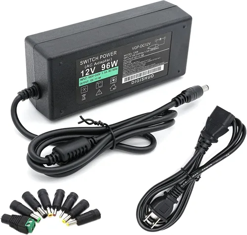 Adaptador de fuente de alimentación DC 12V 8A 96W Interruptor transformador AC 110V/240V a DC 12V 8amp Convertidor de conmutación Controlador LED