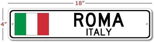 Miniatura 2 de Roma Italia - Letrero de bandera italiana - Letrero de metal para decoración del hogar, decoración de pared de restaurante italiano, letrero
