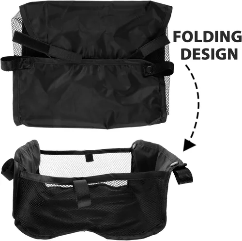 Miniatura 6 de VOSAREA Cesta de almacenamiento para cochecito de bebé, organizador de silla de bebé, bolsa de red debajo de la cesta inferior, tela Oxford, negro
