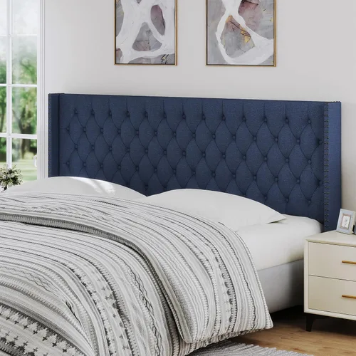 Miniatura 13 de Furpopup Cabecero tamaño Queen solamente, cabecero de pared con respaldo de ala, tamaño Queen para cama ajustable con acolchado de espuma de alta