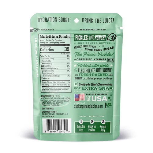 Miniatura 2 de SuckerPunch Encurtidos en una bolsa, sin gluten, kosher, sin azúcar, bajo en calorías, keto, vegano, sin OMG, listo para comer, para llevar, bolsas