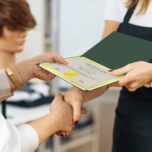 Miniatura 6 de Epakh Kit de 72 Piezas para Certificados Incluye 24 Portacedulas y 24 Papeles 24 Sellos de Reconocimiento de Lámina y Adhesivos Cubiertas para Negro
