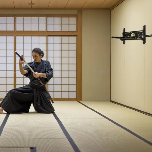 Miniatura 4 de Barydat Soporte para espada de 1 nivel, soporte de pared, soporte de pared para espada samurái, soporte para Katana japonés, colección