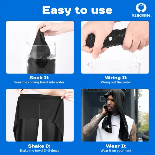 Miniatura 3 de Sukeen Toalla refrescante con capucha para hombres, toallas refrescantes para el cuello y la cara, se enfría cuando está mojado, envolturas