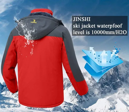 Miniatura 6 de JINSHI - Chaqueta de esquí para hombre, tejido polar, impermeable, rompevientos