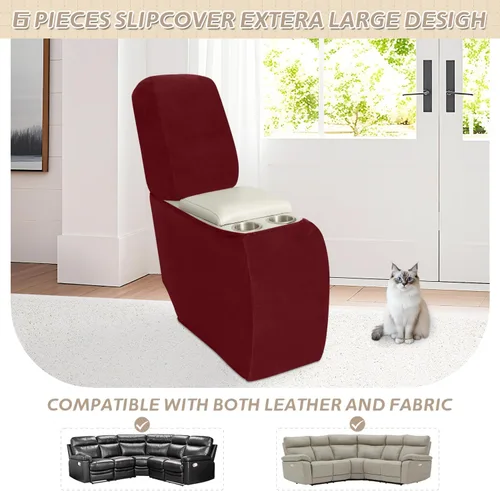 Miniatura 293 de Arfntevss Fundas de sofá seccional reclinable de terciopelo, Funda de sofá seccional de esquina para sofá reclinable, Funda elástica suave
