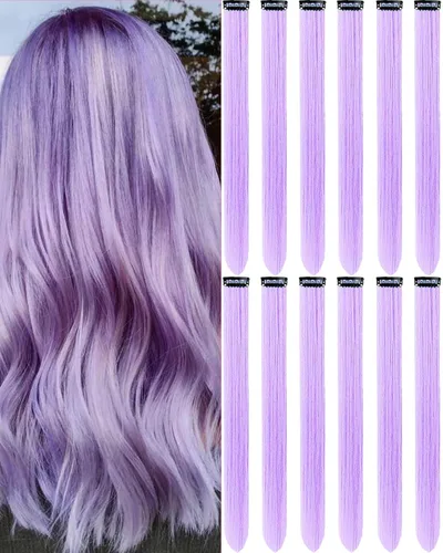 Miniatura 17 de 12 extensiones de cabello negro con clip, extensiones de cabello de color de 22 pulgadas, extensiones de cabello sintético largo y lacio para mujer