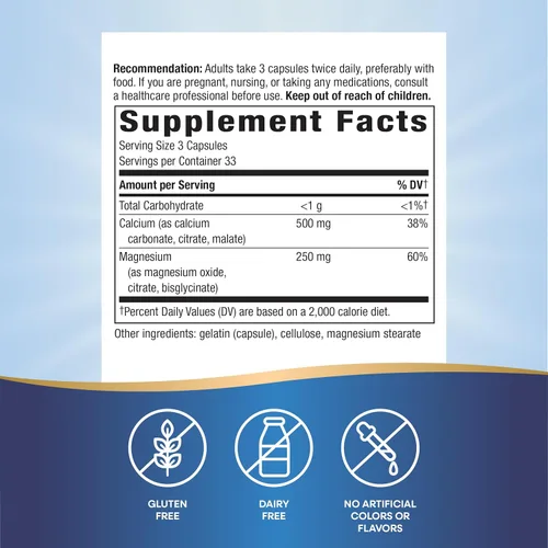 Miniatura 5 de Nature's Way Complejo mineral de calcio y magnesio, apoya la salud ósea y la función muscular,* 750 mg por porción de 3 cápsulas, 100 cápsulas