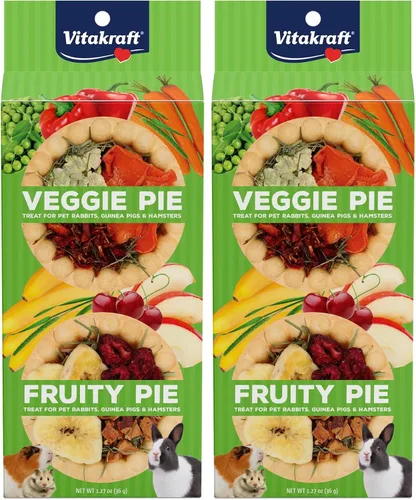 Miniatura 10 de Vitakraft Veggie & Fruity Pie Treat para conejos de mascotas, conejillos de indias y hámsters, 2 pasteles, marrón, 24 x 50 pulgadas, 1.27 onzas
