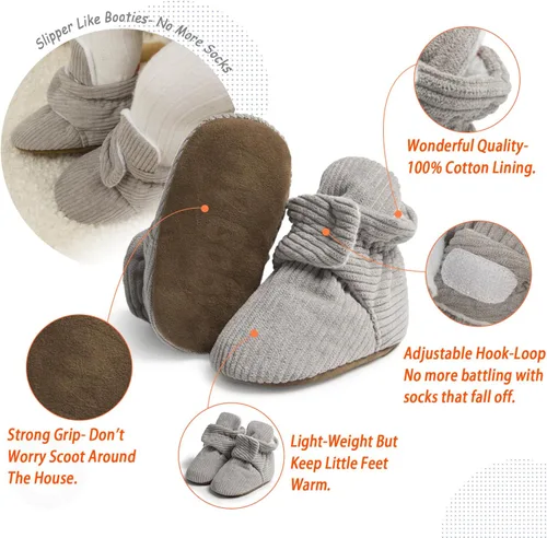 Miniatura 16 de Sawimlgy - Botines de algodón antideslizantes para recién nacido, con agarre, para cuna o para el invierno