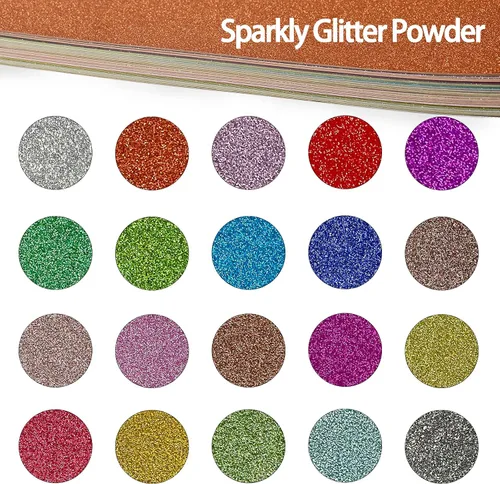 Miniatura 3 de Simetufy Cartulina con purpurina, 40 hojas en 20 colores, cartulina premium para Cricut, manualidades y proyectos de bricolaje, papel brillante