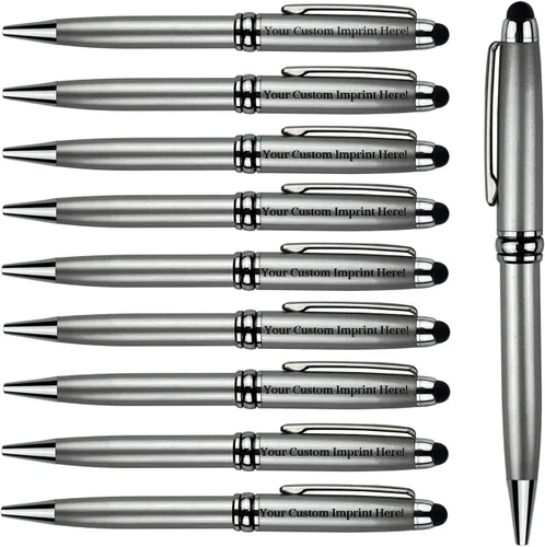 Miniatura 8 de Ancolo Bolígrafos personalizados con lápiz digital - Cuerpo metálico grabado con su mensaje, nombre/número de teléfono, tinta negra. Ideal