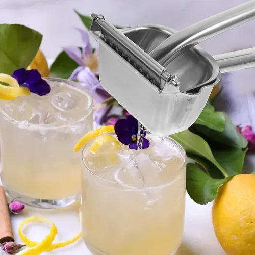 Miniatura 7 de Exprimidor manual de frutas de acero inoxidable para el hogar y camping, práctico exprimidor de cítricos y mangos, extractor no eléctrico