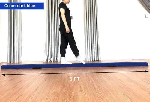 Miniatura 4 de MARFULA Viga de Gimnasia Plegable de 6 PIES / 8 PIES / 9 PIES Viga de Equilibrio de Espuma para Suelo - Extra Firme - Cubierta de Gamuza - Parte Azul