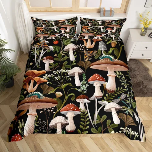 Miniatura 24 de Funda de edredón de hongos salvajes, acuarela, decoración de plantas naturales para exteriores, juegos de ropa de cama para niños, adolescentes
