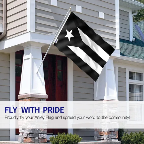 Miniatura 2 de Anley Fly Breeze - Bandera negra de Puerto Rico de 3 x 5 pies, color vivo y a prueba de decoloración, cabecera de lona y doble costura, banderas