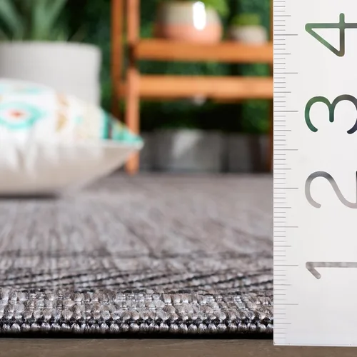 Miniatura 4 de SAFAVIEH Alfombra lavable al aire libre Courtyard Collection - 2'3" x 5', beige y negro, no desprende pelusa y fácil de limpiar, ideal para patio