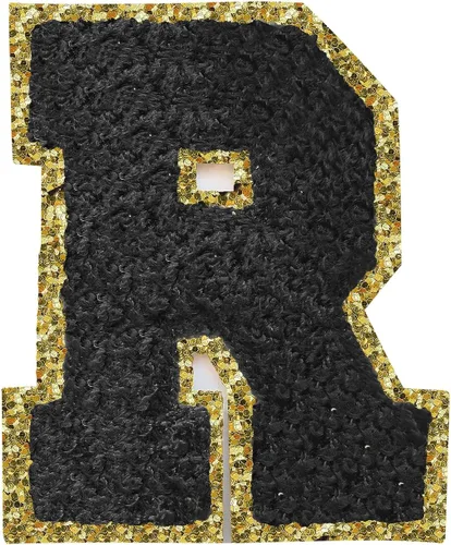 Miniatura 189 de SPRT - Parches de letras de chenilla universitaria con purpurina, parche de letras blancas para planchar con letras del alfabeto para disfraz