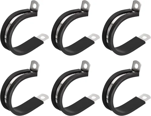 Miniatura 38 de uxcell Abrazadera de cable de 1/2 pulgada (0.472 in) de acero inoxidable 304 Abrazadera aislada acolchada de goma de acero inoxidable en forma de R