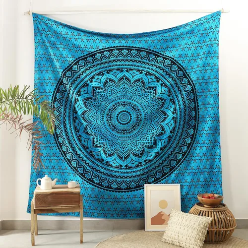 Miniatura 13 de Popular Handicrafts Original Ombre - Tapiz indio Mandala para pared, ornamento hippie, colcha bohemia con brillo metálico