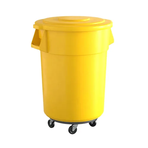 Miniatura 60 de Bote de basura comercial redondo gris de 32 galones con tapa y carrito