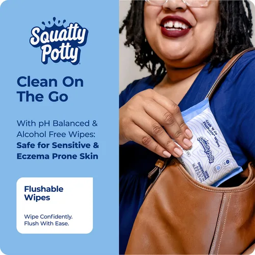 Miniatura 2 de Squatty Potty Toallitas desechables para viajes o en movimiento - Paquete de 3 (54 toallitas en total) - 99% agua y a base de plantas - Aroma a té