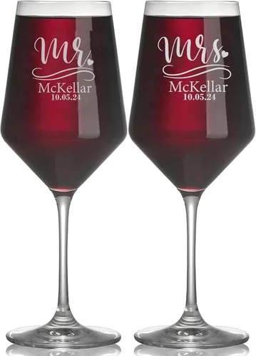 Miniatura 19 de Copas de champán de boda personalizadas, juego de 2, copas de brindis Mr & Mrs para novia y novio, nombre y fecha grabados, regalos personalizados