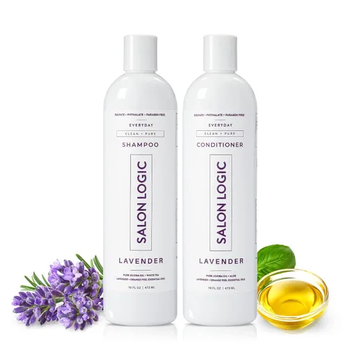 SalonLogic Everyday Clean & Pure - Juego de champú y acondicionador, lavanda, calidad de salón, tratamiento de queratina, aroma natural, hidratante,