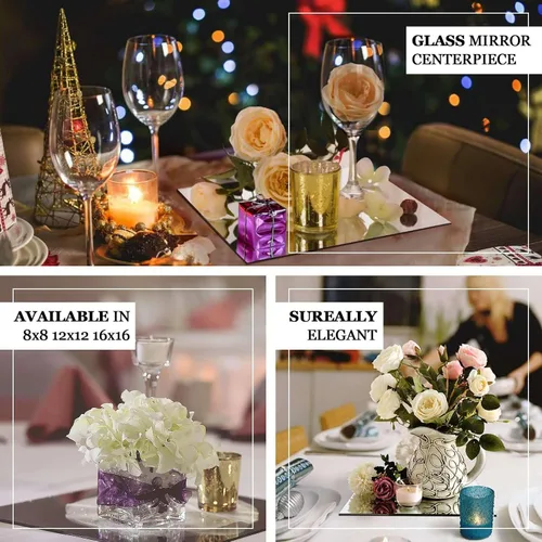 Miniatura 3 de Efavormart - Espejo cuadrado de cristal de 8 pulgadas, decoración de mesa para bodas, fiestas, centros de mesa, 6