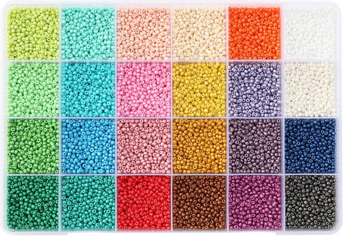 Miniatura 6 de Tamaño 2mm Cuentas de Semillas 24 Colores de Crayones en Caja de Almacenamiento en Rejilla Total Aproximadamente 20000 Piezas, 12/0 Pequeñas Cuentas