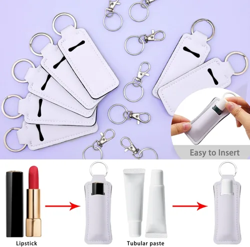 Miniatura 4 de Duufin 20 piezas Llavero con soporte para lápiz labial, soporte para bálsamo labial, soporte para lápiz labial con 20 cables de clip de metal