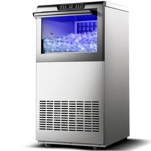 Miniatura 10 de Amzgachfktch - Máquina comercial para hacer hielo, 100 libras/24 horas, máquina para hacer hielo con 2 modos de entrada de agua, capacidad