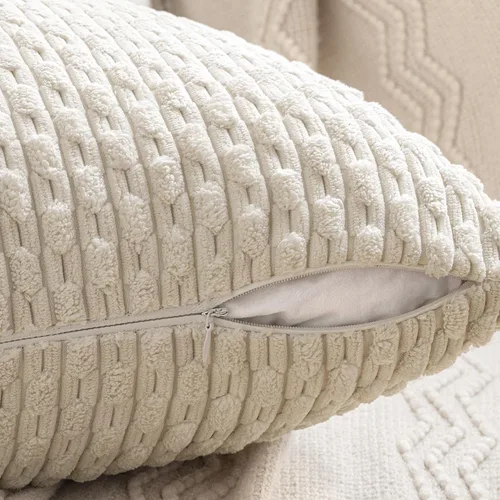 Miniatura 6 de MIULEE - Juego de 4 fundas de almohada suaves para sofá, decorativas, estilo bohemio, con rayas, fundas de almohada de corduroy, decoración rústica