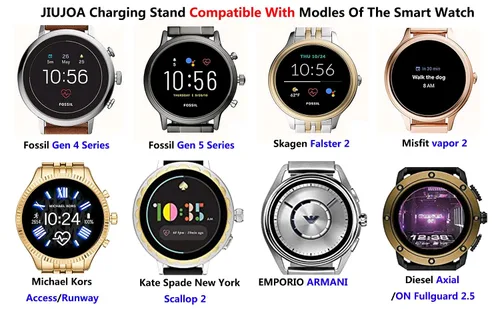 Miniatura 2 de Paquete de 2 bases de carga compatibles con Fossil Gen 5 Garrett Hr/Carlyle/Julianna, Gen 4 Explorist HR/Venture HR/Sport, Emporio Armani, Skagen