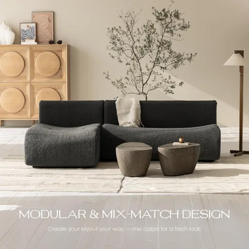 Miniatura 5 de Sofá modular curvado de 92 pulgadas con juego de diván, sofá modular de 3 plazas sin hueso, sofás reversibles en forma de L con asiento profundo