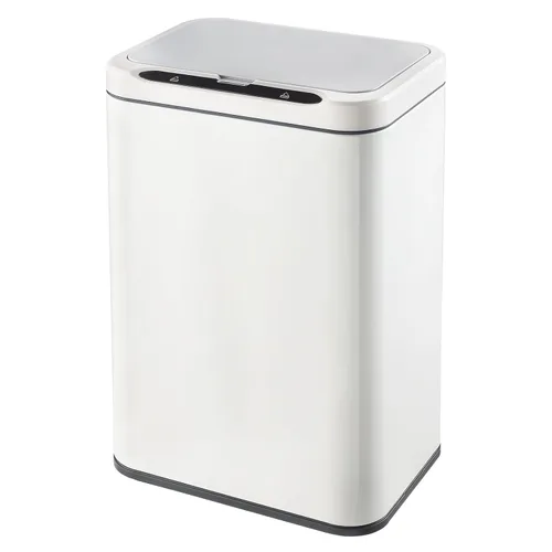 ELPHECO Basurero de acero inoxidable para oficina, con sensor de movimiento, sin contacto, cubo de basura inteligente automático para cocina, Blanco