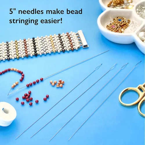 Miniatura 7 de The Beadsmith Basic Elements - Agujas plegables de 5 pulgadas de largo, alambre trenzado flexible, ojo grande, fácil de enhebrar, 4 agujas extra