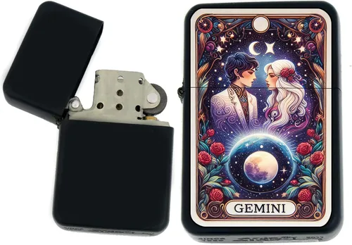 Miniatura 36 de Signos del zodiaco, símbolos del horóscopo, colección de iconos de astrología, infinito negro mate a prueba de viento, encendedores (Virgo) - Regalo