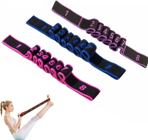 Banda de resistencia de fitness para estiramiento y yoga, banda de resistencia elástica numérica con marcas claras, bandas elásticas de