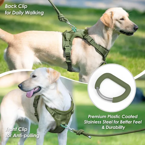 Miniatura 3 de Arnés sin tirones para perro, chaleco para cachorros con clip frontal para perros pequeños, medianos y grandes (verde niebla, M)