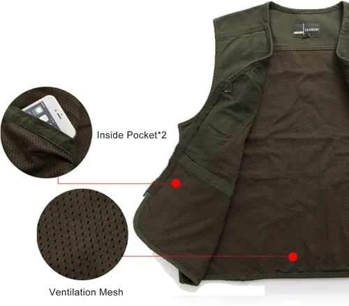 Miniatura 7 de Flygo Chaleco de viaje casual para hombre con bolsillos