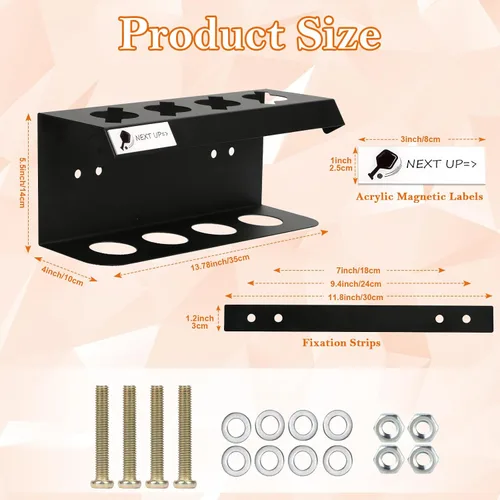 Miniatura 2 de Soporte para raquetas de pickleball con capacidad para 4/12 palas de pickleball con etiqueta para rastrear a los jugadores siguientes, soportes