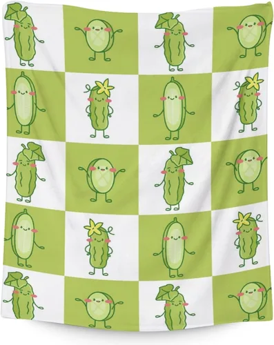 Miniatura 17 de Manta Pickle para niñas, niños, acogedora, cálida, de 30 x 40 pulgadas, manta de tamaño regazo para sofá, silla, manta verde divertida y mullida