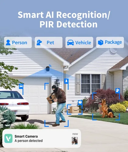 Miniatura 4 de Cámaras de seguridad inalámbricas 2K – Cámaras de seguridad WiFi para exteriores, visión nocturna a color, detección AI/PIR, conversación de 2 vías